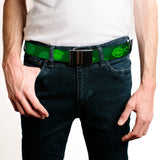 Black Buckle Web Belt - Classic Teenage Mutant Ninja Turtles Turtle Faces2 Greens Webbing