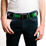 Web Belt Blank Black Buckle - THE RIDDLER/Face CLOSE-UP Black/Green Webbing