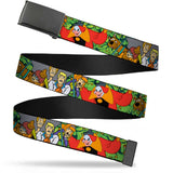 Black Buckle Web Belt - Scooby Doo Group w/Ghost Clown & Eyes Webbing