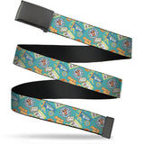 Web Belt Blank Black Buckle - Scooby Doo School Spirit Icons Collage Blue Webbing