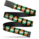 Web Belt Blank Black Buckle - South Park Kyle Flip Poses Black Webbing