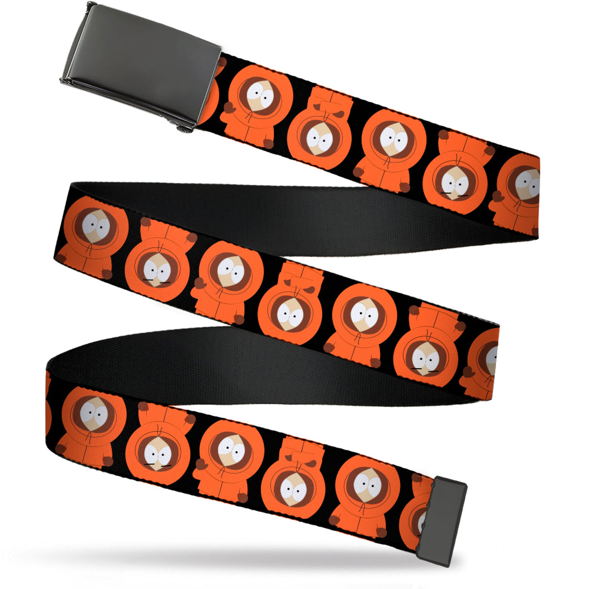 Web Belt Blank Black Buckle - South Park Kenny Flip Poses Black Webbing