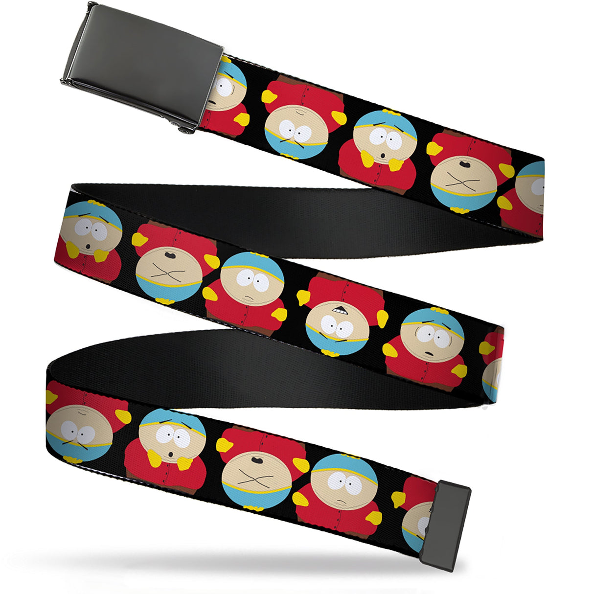 Web Belt Blank Black Buckle - South Park Cartman Flip Poses Black Webbing