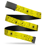 Web Belt Blank Black Buckle - SpongeBob SquarePants Poses Collage Yellow/Black Webbing