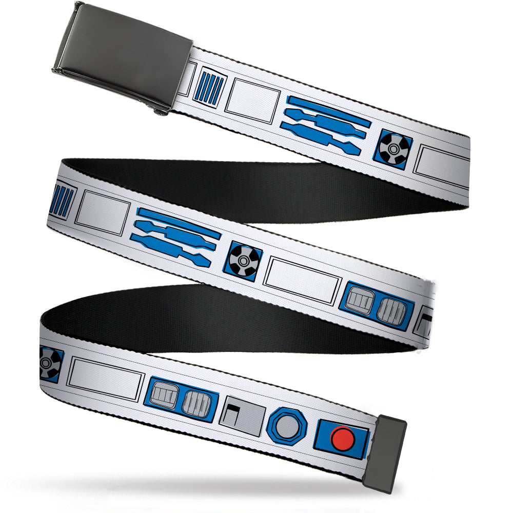 Web Belt Blank Black Buckle - Star Wars R2-D2 Bounding Parts White/Black/Blue/Gray/Red Webbing