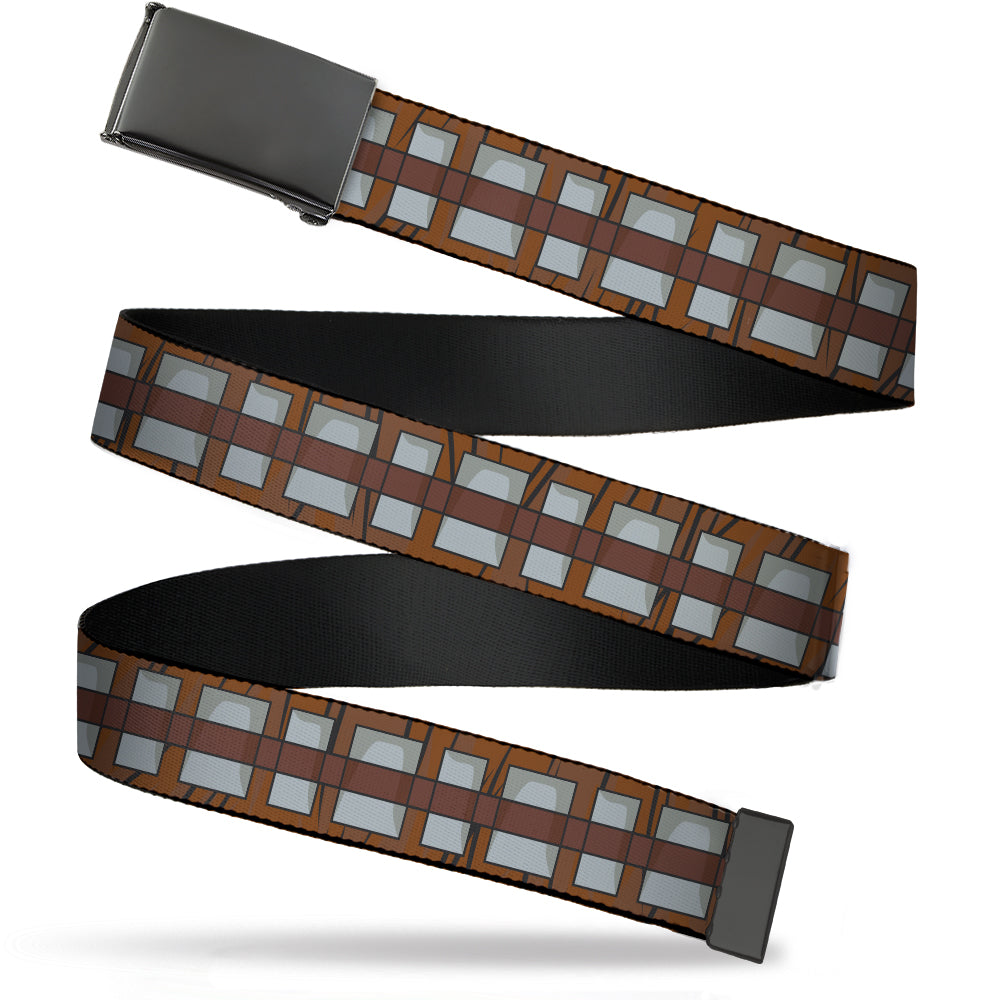 Web Belt Blank Black Buckle - Star Wars Chewbacca Bandolier Bounding Browns/Gray Webbing