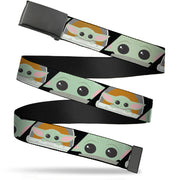 Black Buckle Web Belt - Star Wars The Child Chibi Face Blocks Black Webbing