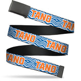 Web Belt Blank Black Buckle - Star Wars The Clone Wars Ahsoka TANO Text Waves White/Blue/Orange Webbing