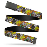 Web Belt Blank Black Buckle - Star Wars Chibi Characters Stacked Webbing