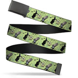 Web Belt Blank Black Buckle - The Wizard of Oz Wicked Witch of the West and Flying Monkeys Greens Webbing