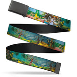 Web Belt Blank Black Buckle - The Wizard of Oz Yellow Brick Road Scenes Webbing