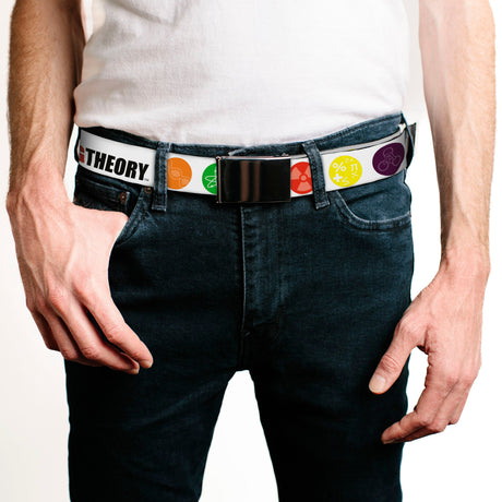 Chrome Buckle Web Belt - THE BIG BANG THEORY DNA/Atom/E/Radiation White Webbing