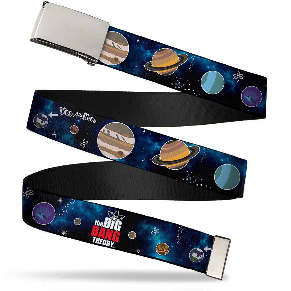 Chrome Buckle Web Belt - THE BIG BANG THEORY Planets/Space Webbing