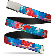 Chrome Buckle Web Belt - Ariel Vivid Underwater Sparkle Poses/Castle Webbing