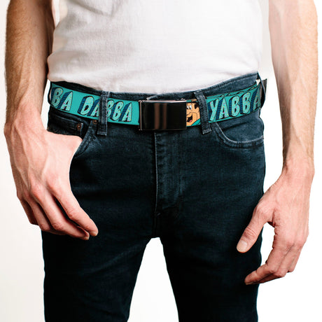 Chrome Buckle Web Belt - Fred Face YABBA DABBA DOO Blues Webbing