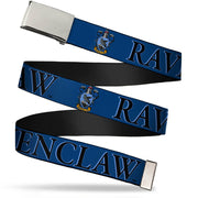 Chrome Buckle Web Belt - Harry Potter RAVENCLAW & Crest Blue/Black Webbing