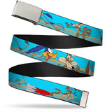 Web Belt Blank Chrome Buckle - Road Runner/Wile E. Coyote Scene2 Desert Webbing