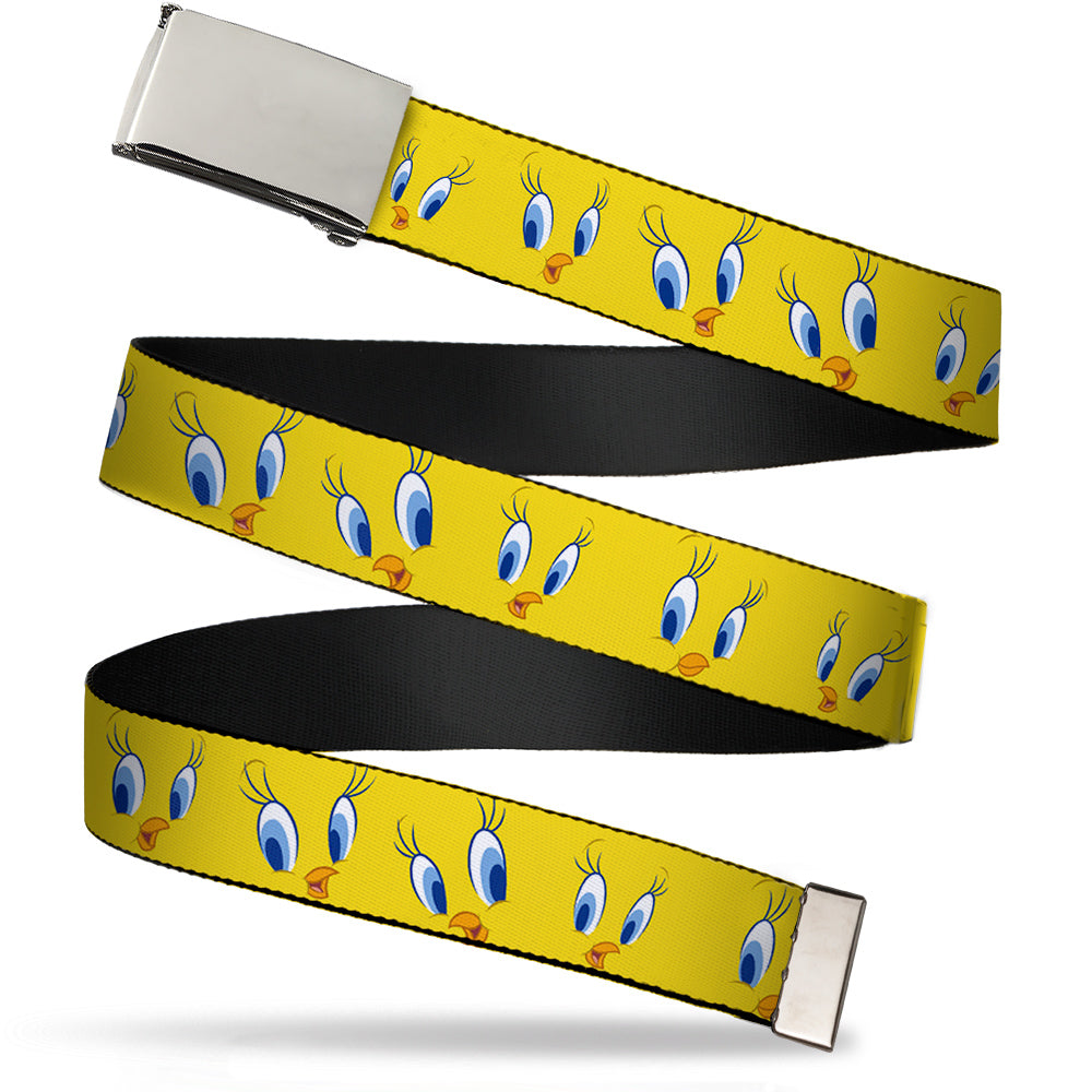 Chrome Buckle Web Belt - Tweety Bird Expressions2 Webbing