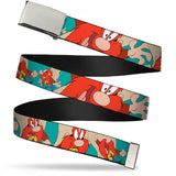 Chrome Buckle Web Belt - Yosemite Sam Poses Turquoise Webbing