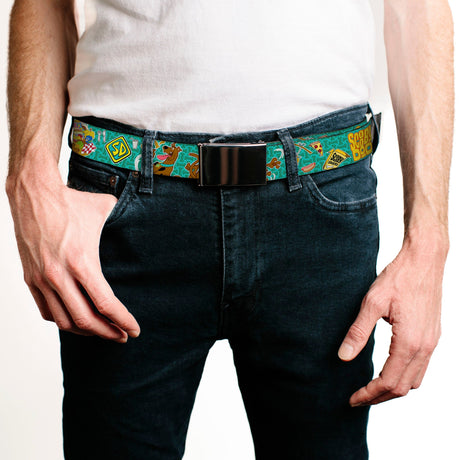 Chrome Buckle Web Belt - Scooby Doo & Snacks/Bone Monogram Blues Webbing