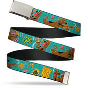 Chrome Buckle Web Belt - Scooby Doo & Snacks/Bone Monogram Blues Webbing