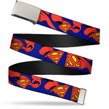 Chrome Buckle Web Belt - Superman Shield w/Cape Webbing