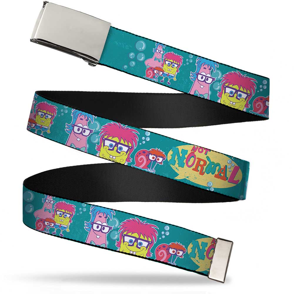 Web Belt Blank Chrome Buckle - Patrick, SpongeBob & Gary NOT NORMAL Aqua Webbing