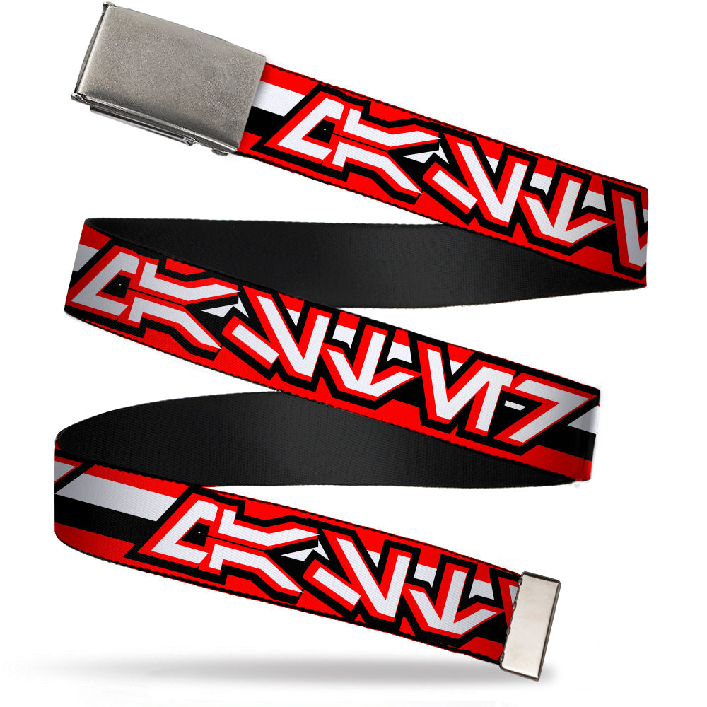 Chrome Buckle Web Belt - Star Wars Darth Vader Aurebesh MASTER Stripe Red/White/Black Webbing