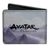 Bi-Fold Wallet - Avatar the Last Airbender Appa Carrying 4-Character Group Scene Over Mountains + Logo Grays Black