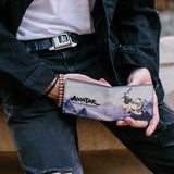 Bi-Fold Wallet - Avatar the Last Airbender Appa Carrying 4-Character Group Scene Over Mountains + Logo Grays Black