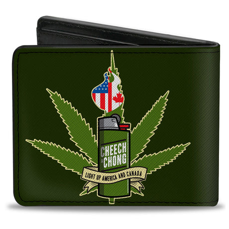 Bi-Fold Wallet - CHEECH & CHONG LIGHT UP AMERICA AND CANADA Lighter Greens