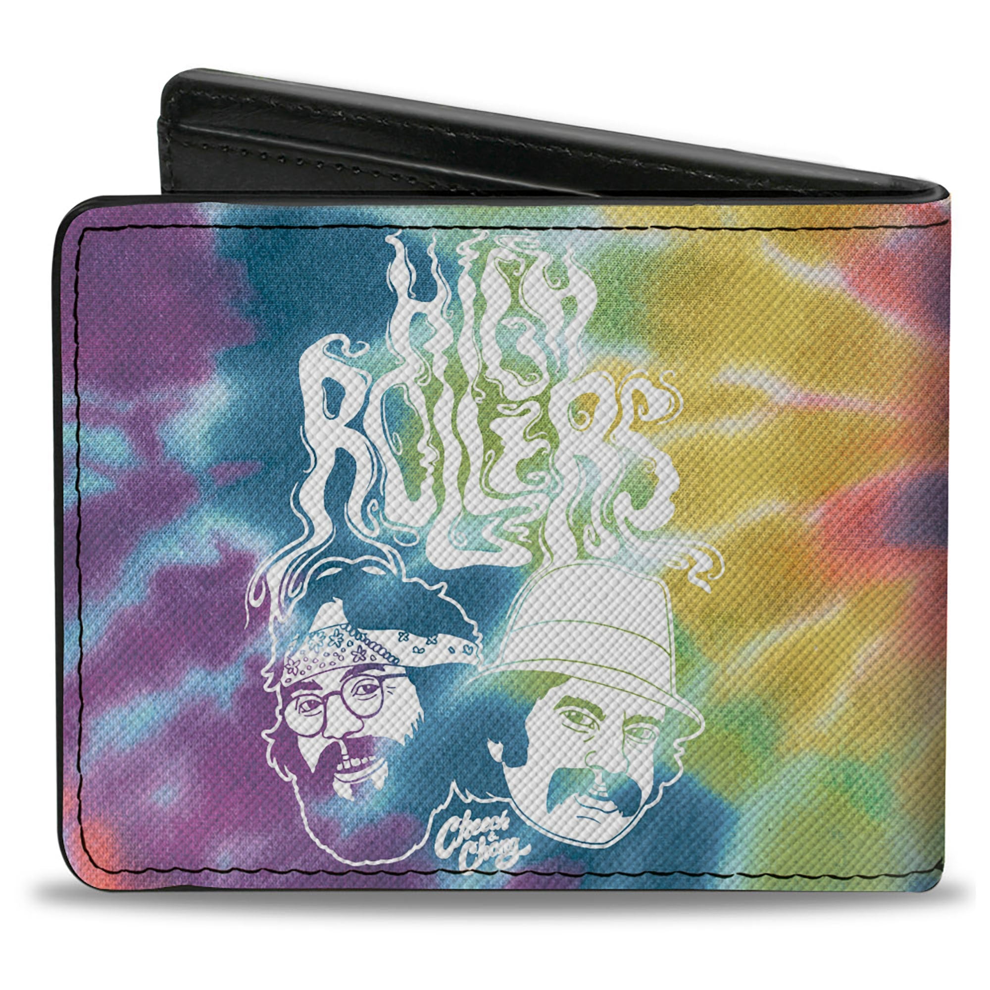 Bi-Fold Wallet - CHEECH & CHONG HIGH ROLLERS Smoke Pose Tie Dye Multi Color/White