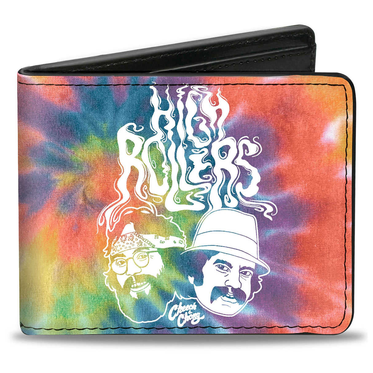 Bi-Fold Wallet - CHEECH & CHONG HIGH ROLLERS Smoke Pose Tie Dye Multi Color/White