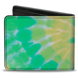 Bi-Fold Wallet - CHEECH & CHONG Title Logo with Bud Leaf Tie Dye Greens/White