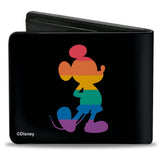 Bi-Fold Wallet - DISNEY PRIDE Signature Logo + Classic Mickey Mouse Standing Pose Black/Rainbow