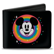 Bi-Fold Wallet - Mickey Mouse Smiling Face + DISNEY PRIDE Signature Logo Black/Rainbow