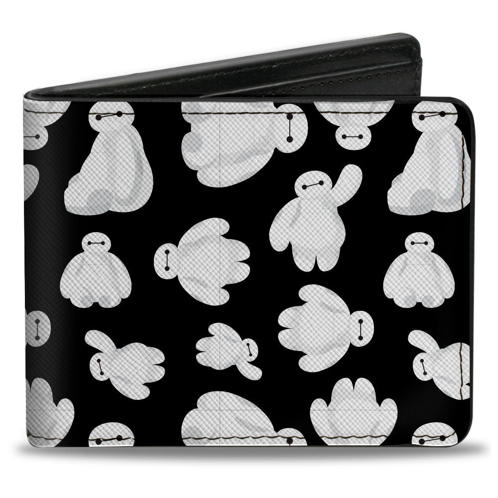 Bi-Fold Wallet - Big Hero 6 Baymax Poses Scattered Black/White