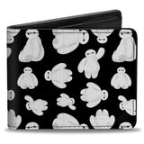 Bi-Fold Wallet - Big Hero 6 Baymax Poses Scattered Black/White