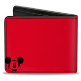 Bi-Fold Wallet - Mickey Mouse Smiling and Retro Text Red/Black