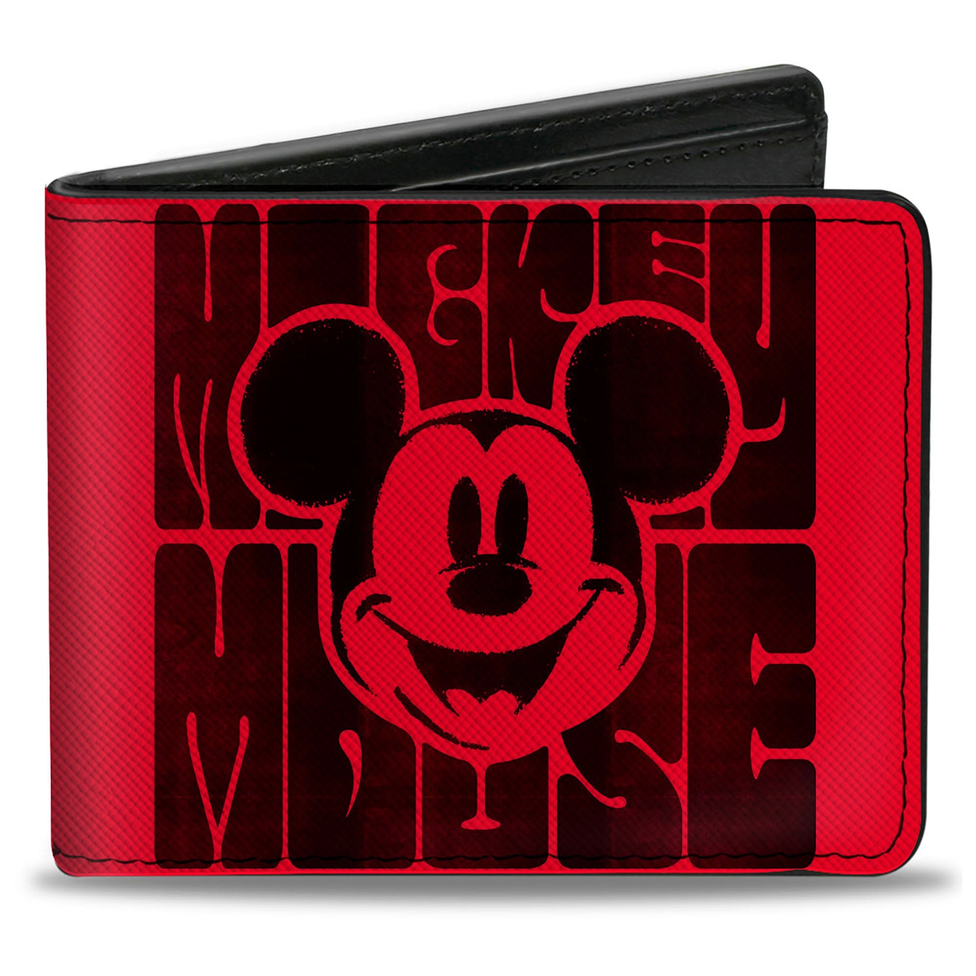 Bi-Fold Wallet - Mickey Mouse Smiling and Retro Text Red/Black