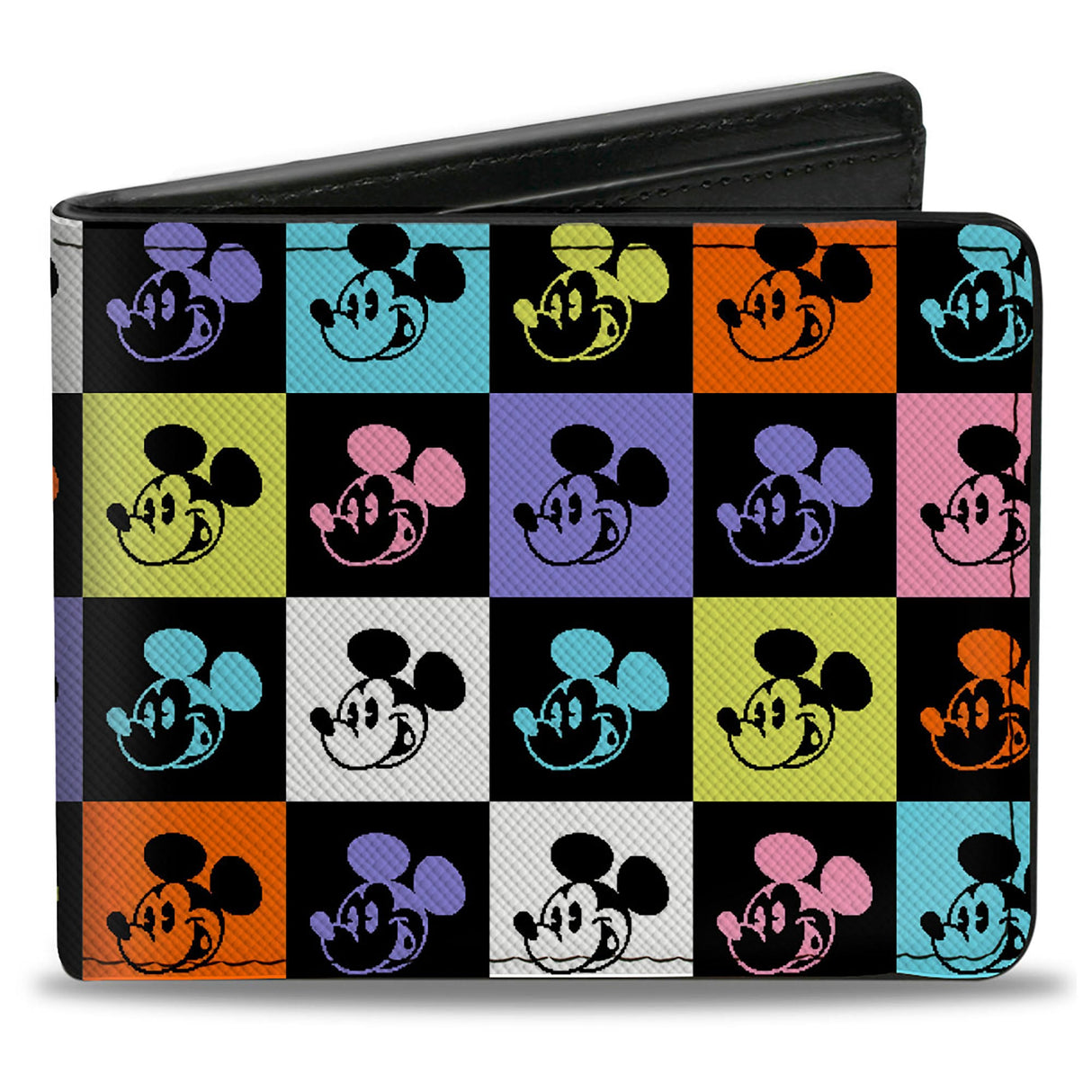 Bi-Fold Wallet - Mickey Mouse Smiling Expression Blocks Multi Color