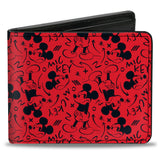 Bi-Fold Wallet - Mickey Mouse Pose and Expression Scattered Red/Black