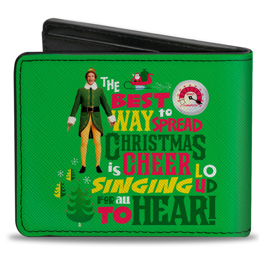 Bi-Fold Wallet - Elf Buddy the Elf THE BEST WAY TO SPREAD CHRISTMAS CHEER Quote Greens Red Yellow White