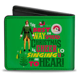 Bi-Fold Wallet - Elf Buddy the Elf THE BEST WAY TO SPREAD CHRISTMAS CHEER Quote Greens Red Yellow White