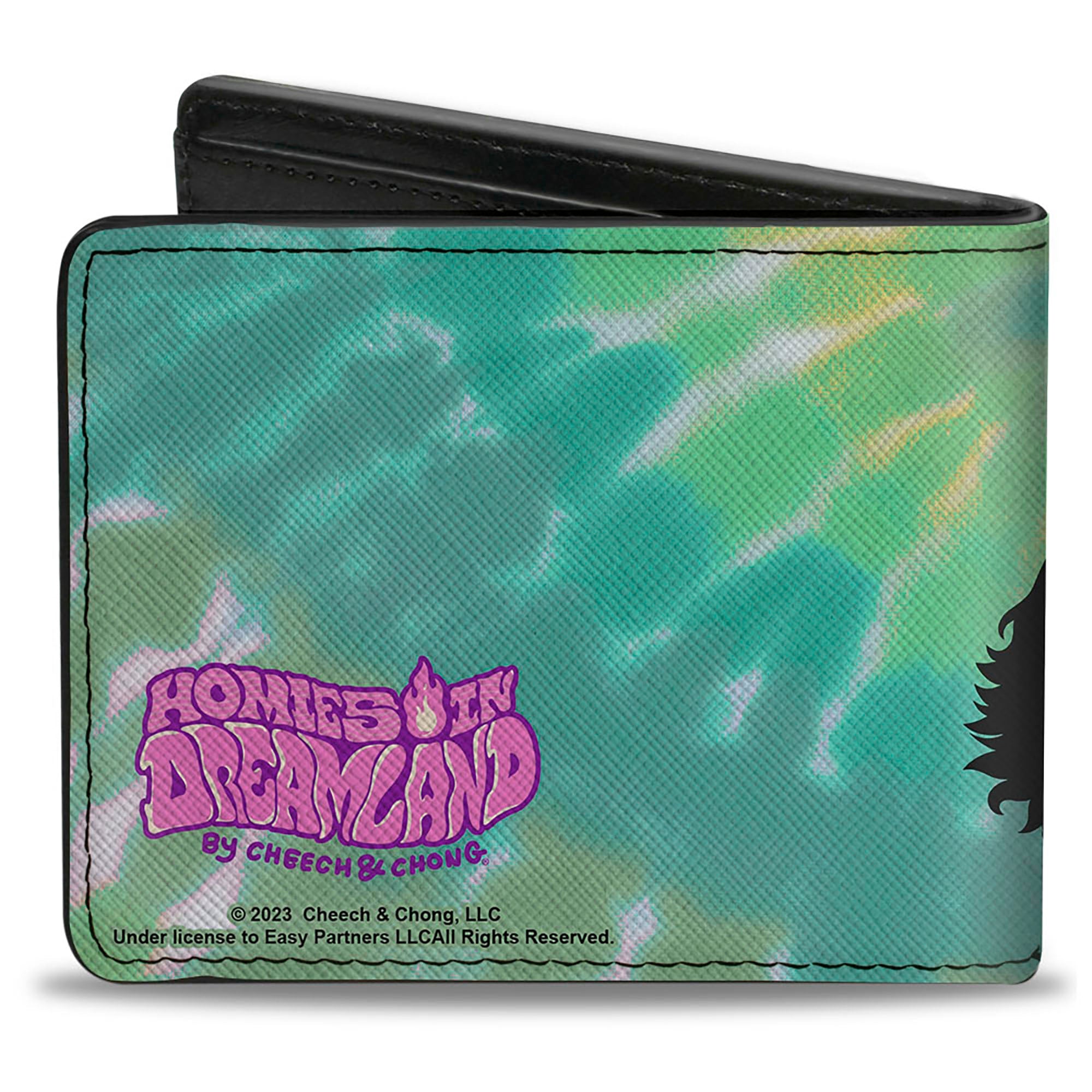 Bi-Fold Wallet - Homies in Dreamland Cheech and Chong Smoking Pose Tie Dye Blues