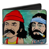 Bi-Fold Wallet - Homies in Dreamland Cheech and Chong Smoking Pose Tie Dye Blues