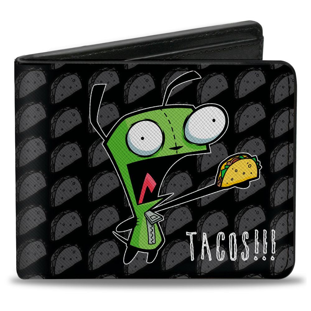 Bi-Fold Wallet - Invader Zim GIR TACOS!!! Pose Taco Monogram Black/Gray