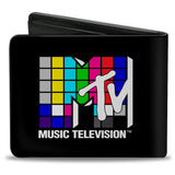 Bi-Fold Wallet - MTV Music Television Puzzle Cube Logo Black/Multi Color