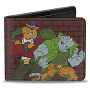 Bi-Fold Wallet - Rocksteady & Bebop Pose + TMNT Logo Bricks