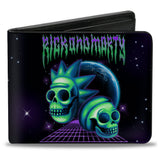 Bi-Fold Wallet - RICK AND MORTY Heavy Metal Skulls Black/Purple/Blue/Green